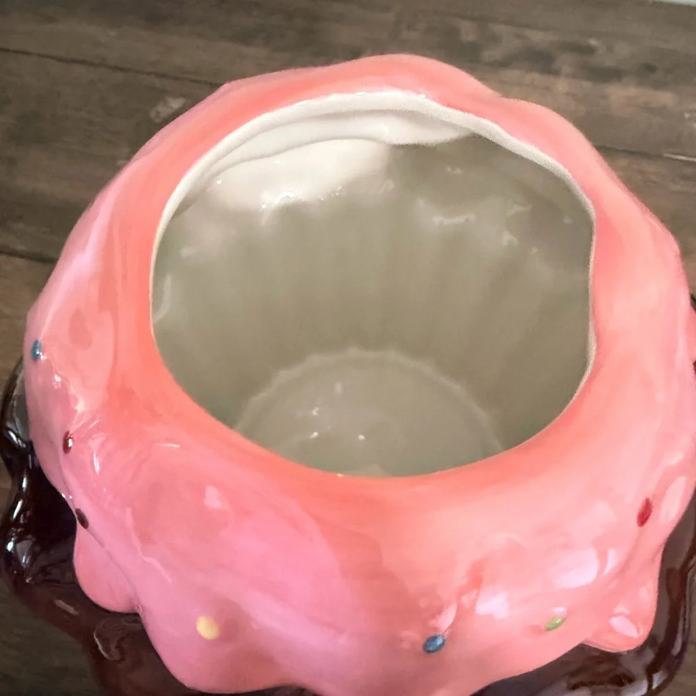 Strawberry Cupcake Cookie Jar Cute Kitchen Decor Ceramic Storage Jar
